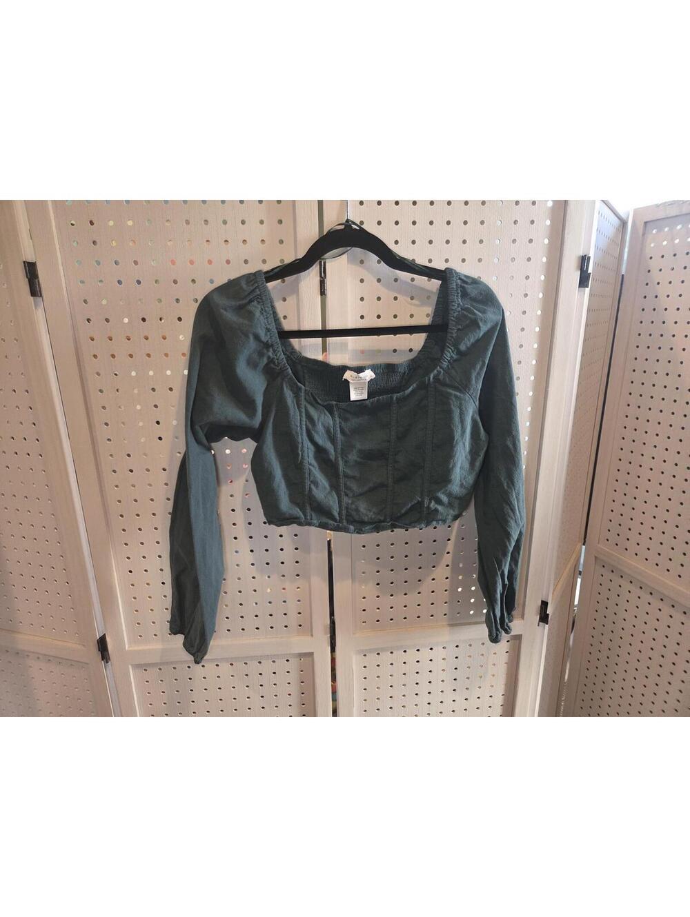 Kirious Los Angeles ( large) Green Cotton Long Sleeve Crop corset Top - Picture 7 of 9